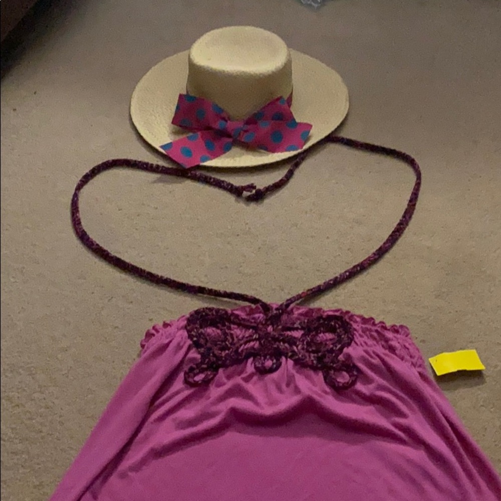 Hat and halter tie around the neck tank  ❤️